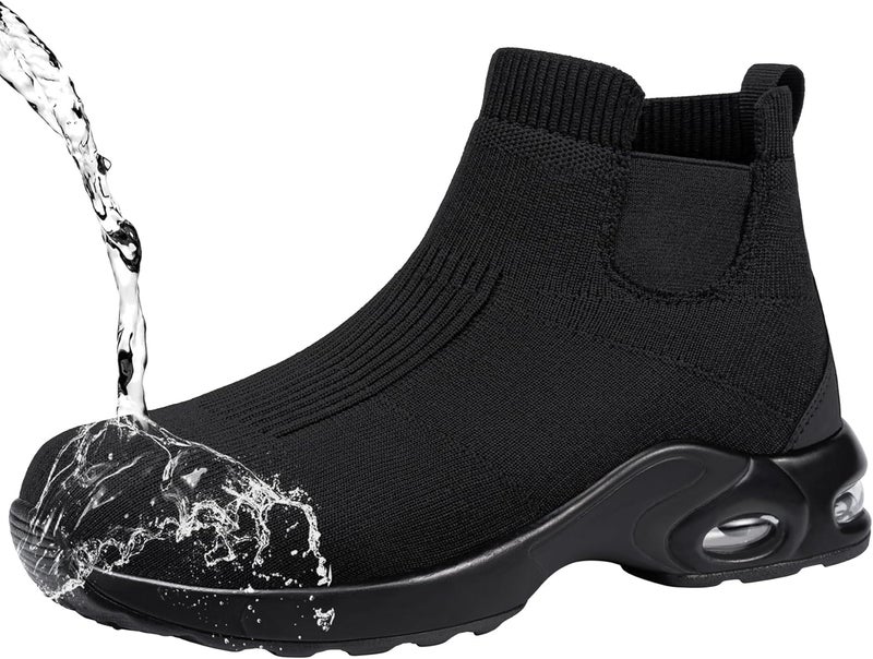 LARNMERN Steel Toe Shoes for Men Women Water Resistant Work Boots Non Slip Safety Sneakers Slip On Industrial Air Cushion Chelsea Boots - Image 1